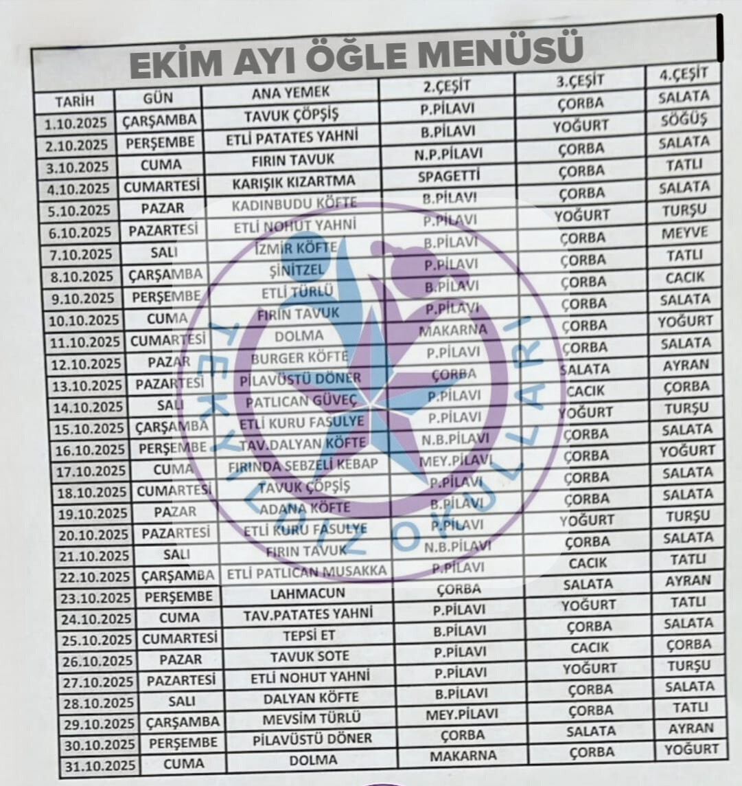 YEMEK LİSTESİ